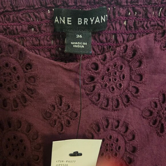 Lane Bryant Purple Eyelet Sundress Women’s Plus Size 26 Smocked Cotton Dress - Picture 5 of 7